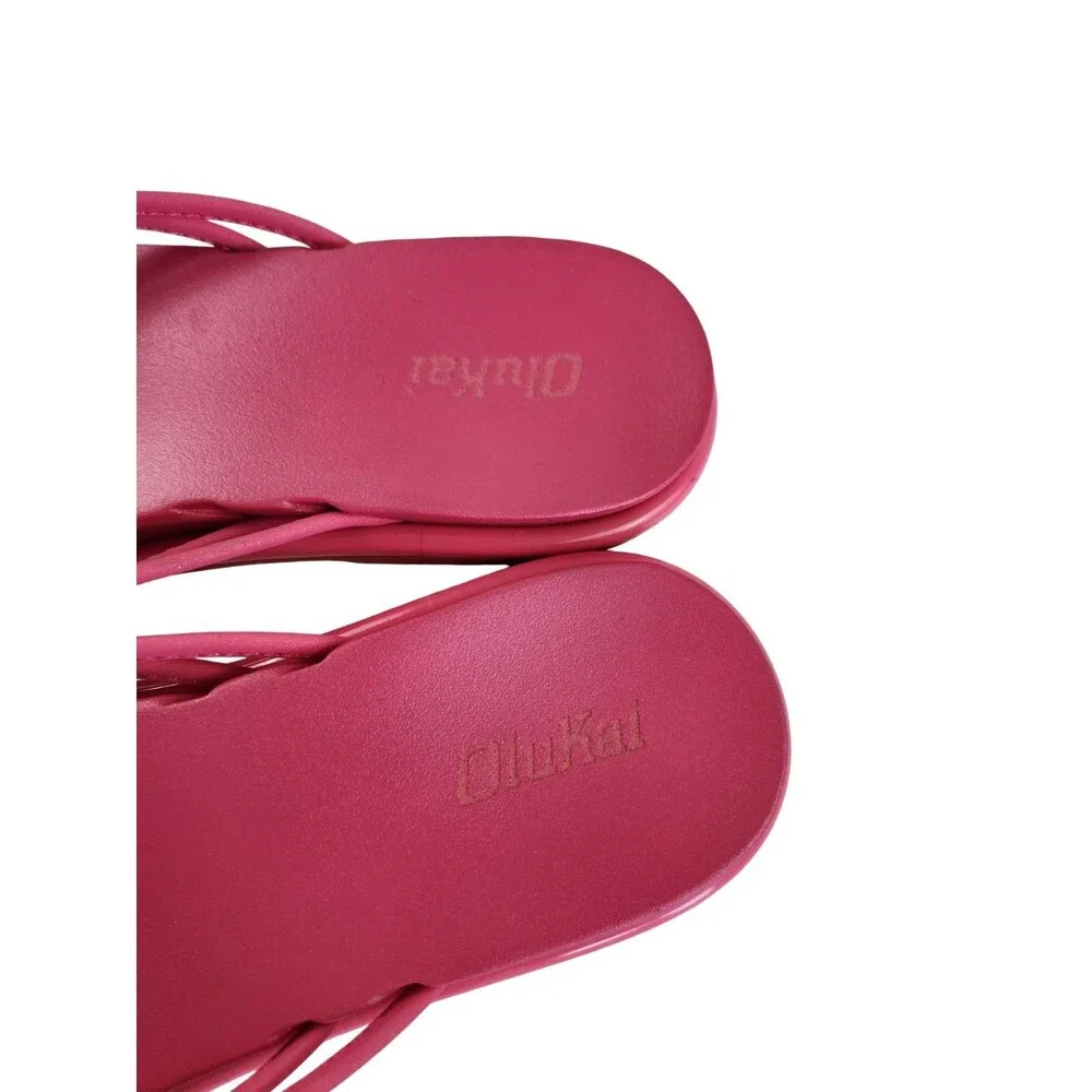 OluKai Aka Pink Plumeria Flip Flop Sandals Womens Size 7 EUC Water Friendly